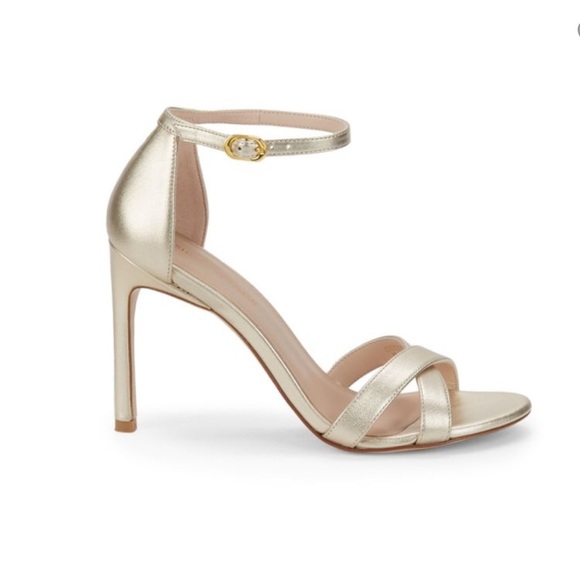 NEW Stuart Weitzman Nudistsong Metallic Cross Ankle Strap Sandals Size 11 - Picture 2 of 13